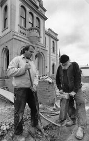 Photograph, Stawell Town Hall Council workmen -- Mr Rodney Lee & Mr Barry Mason 1995