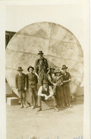 Photograph, Mr T Barker – Tank Maker and Timber Merchant -- workers -- Named