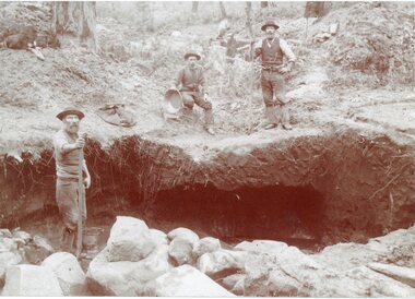 Photograph, Mr George, Mr Thomas & Mr Samuel Coates mining at Mafeking
