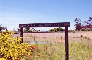 Photograph, John D'Alton water reserve sign on Big Hill