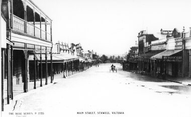 Photograph, Main Street looking west from Bull & Mouth Hotel with Named Shops in the 2nd Photo -- 2 Photos c1907/08