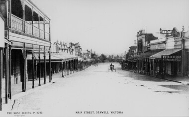 Photograph, Main Street looking west from Bull & Mouth Hotel with Named Shops in the 2nd Photo -- 2 Photos c1907/08