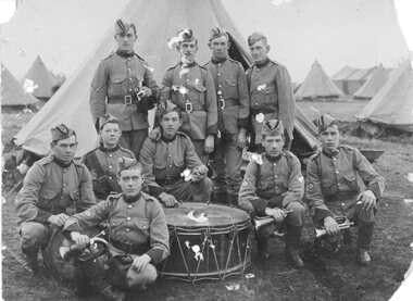 Photograph, Mr Donald Gordon Akins Back row second from left & Mr James Ziba Sumner back row left  --- A Company Victorian Rangers