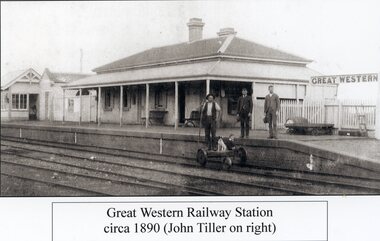 Photograph, Railway Station at Great Western c1890 with Mr John Tiller on the right