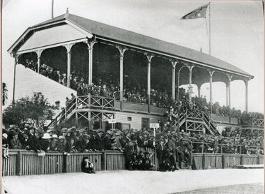 Photograph, No1 Grandstand Central Park taken from the Souvenir of the Diamond Jubilee of the Borough of Stawell 1869-1929