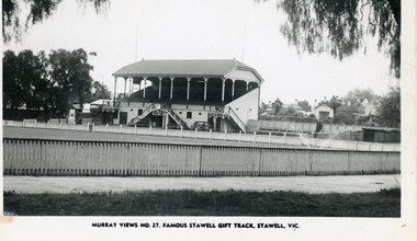 Photograph, Stawell Gift Athletics Track at Central Park with the No1 Grandstand 1930 -- Postcard