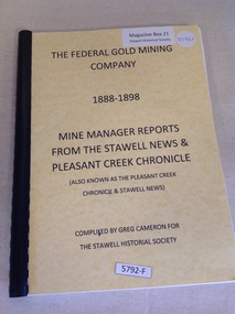 Book, Greg Cameron, The Federal Gold Mining Company 1888-1898, 2005