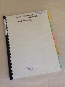 Book, Stawell Historical Society, John Kinsella and Family 1846-1883 - Previously Cat No 3652d, 2000