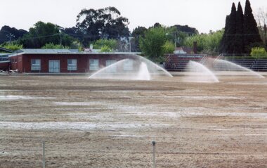Photograph, Central Park Stawell during renovation and extension of the oval -- Coloured