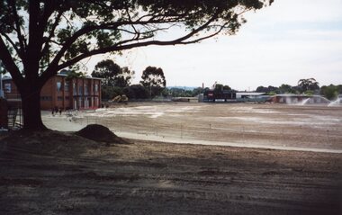 Photograph, Central Park Stawell during renovation and extension of the oval -- Coloured