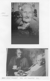 Photograph, Mrs Emily Sargent nee Gissing in old age & with her daughter Liz