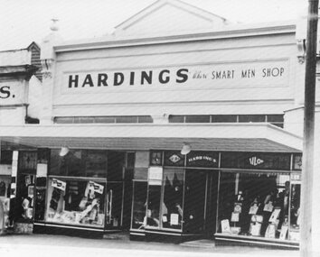 Photograph, Stawell Main Street with iHardings, the Smart Men Shop 1960's