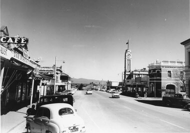 Photograph, Stawell lower Main Street looking towards Grampians 1960's