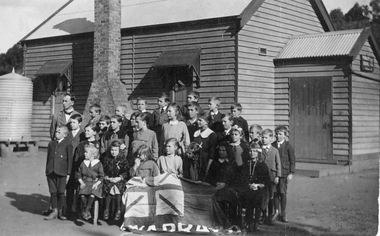 Photograph, Kodak, Glenorchy State School with Students & Teacher c1920's -- Postcard