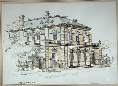 Painting, J Bosher, Stawell Court House c1985
