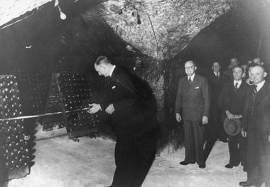Photograph, State Governor Sir Dallas Brooks cutting the ribbon in Great Western