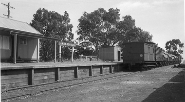 Photograph, T Murray, Landsborough Railway Station with goods train 1953, 16/12/1953