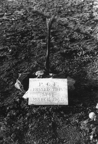 Photograph, Plaque made by Mr Hurley & placed in the middle of Lake Lonsdale when dried up 1968