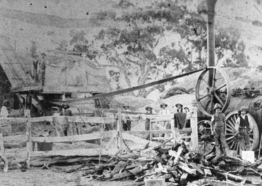 Photograph, Richards & Co, Steam Engine and Threshing Machine c 1860
