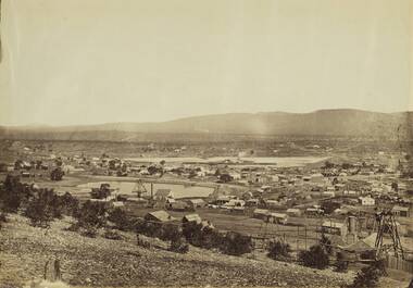 Photograph, View of Stawell from Big Hill 1874 looking towards South end of Black range -- 4 Photos