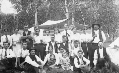 Photograph, Group with tents c1910