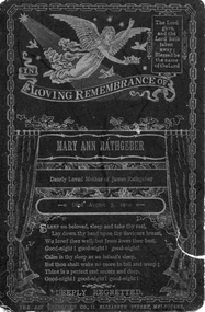 Card, Mrs Mary Ann Rathgeber nee Unknown's Funeral Card