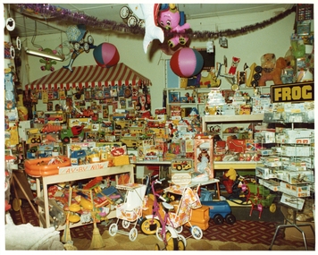 Photograph, Pleasant Creek Special School, November 1975,  Monaghan Pharmacy Interior. Down Stairs Toy Shop, Nov 1975