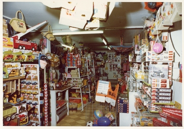Photograph, Pleasant Creek Special School, Monaghan Pharmacy Interior. Down Stairs Toy Shop Nov 1975, Nov 1975
