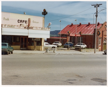 Photograph, Pleasant Creek Special School, Sheffield's Café & Milk Bar,  McCracken's Holden Used Car Yard,  Salvation Army Citadel Nov 1975, Nov 1975