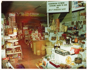 Photograph, Pleasant Creek Special School, Frank Floyd Pty Ltd. Hardware Store interior Wimmera Street Stawell Nov 1975, Nov 1975