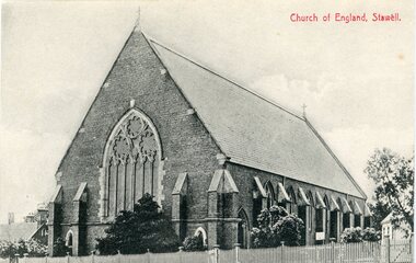 Postcard, Church of England in Main Street Stawell c1907. Two photo's
