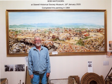 Photograph, Photo of Bob Watchorn with  Painting of Stawell