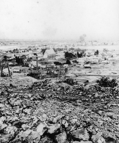 Photograph, St Patrick's Church and surrounds from Big Hill with mining activity in foreground