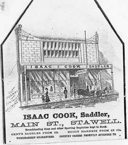 Drawing, Mr Isaac Cook, Saddler in Main Street Stawell from the P.C. News Supplement 1888 -- Sketch