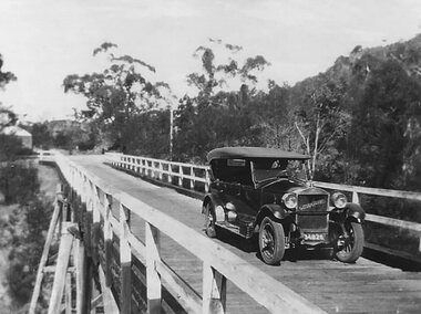 Photograph - Stanley Steamer of Old Delley's Bridge, Stanley Steamer on Old Delleys Bridge c1922, C 1926
