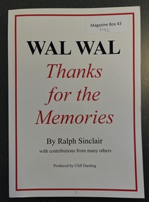 Book, Wal Wal: Thanks for the Memories, Aug/ Sept 2021