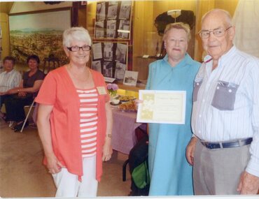 Photograph, Stawell Historiacl Society Members being presented certificates of Appreciation