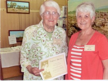 Photograph, Stawell Historiacl Society Members being presented certificates of Appreciation