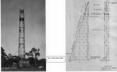 Photograph, Gold Test Drilling 1946 to 1948 on the Stawell Tech School Oval -- 2 Photos