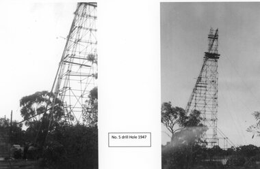 Photograph, Gold Test Drilling 1946 to 1948 on the Stawell Tech School Oval -- 2 Photos