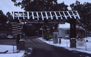 Photograph - Slide, Ian McCann, Grampians Gate Caravan Park Stawell Snow July 1981, July 1981