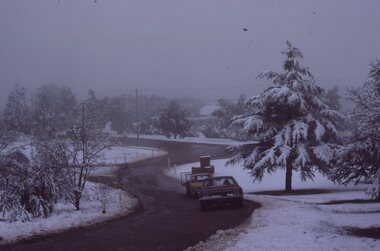 Photograph - Slide, Ian McCann, Stawell Snow July 1981 Road to Big Hill, July 1981