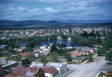 photograph - Slides, Ian McCann, Main St, Victoria St & St Grorges St with Cato Lake in background, 1976 - 1984
