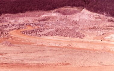 Slide, Ian McCann, Roadway at the dam bottom, 1965