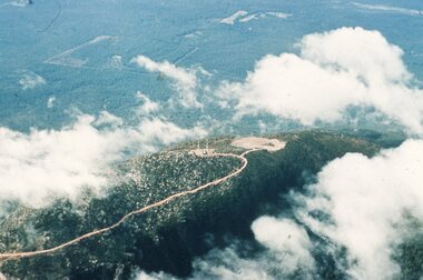 Slide, Ian McCann, Aerial View Grampians & Construction of Bellfield, 1960's