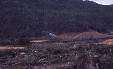 Slide, Ian McCann, Lake Bellfied under construction, 1960's