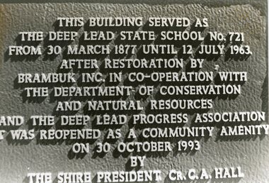 Photograph, Deep Lead Dedication Plaque
