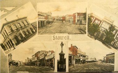 Postcard, Various Views of Stawell Streetscapes, Buildings & a Monument