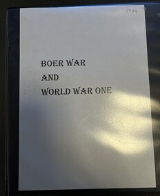 Book - Research Material, Boer War and World War 1