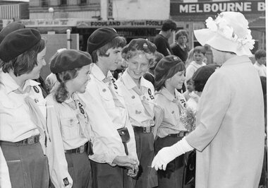 Photograph, Stawell Guides meeting Lady Delacombe the Govenor's wife